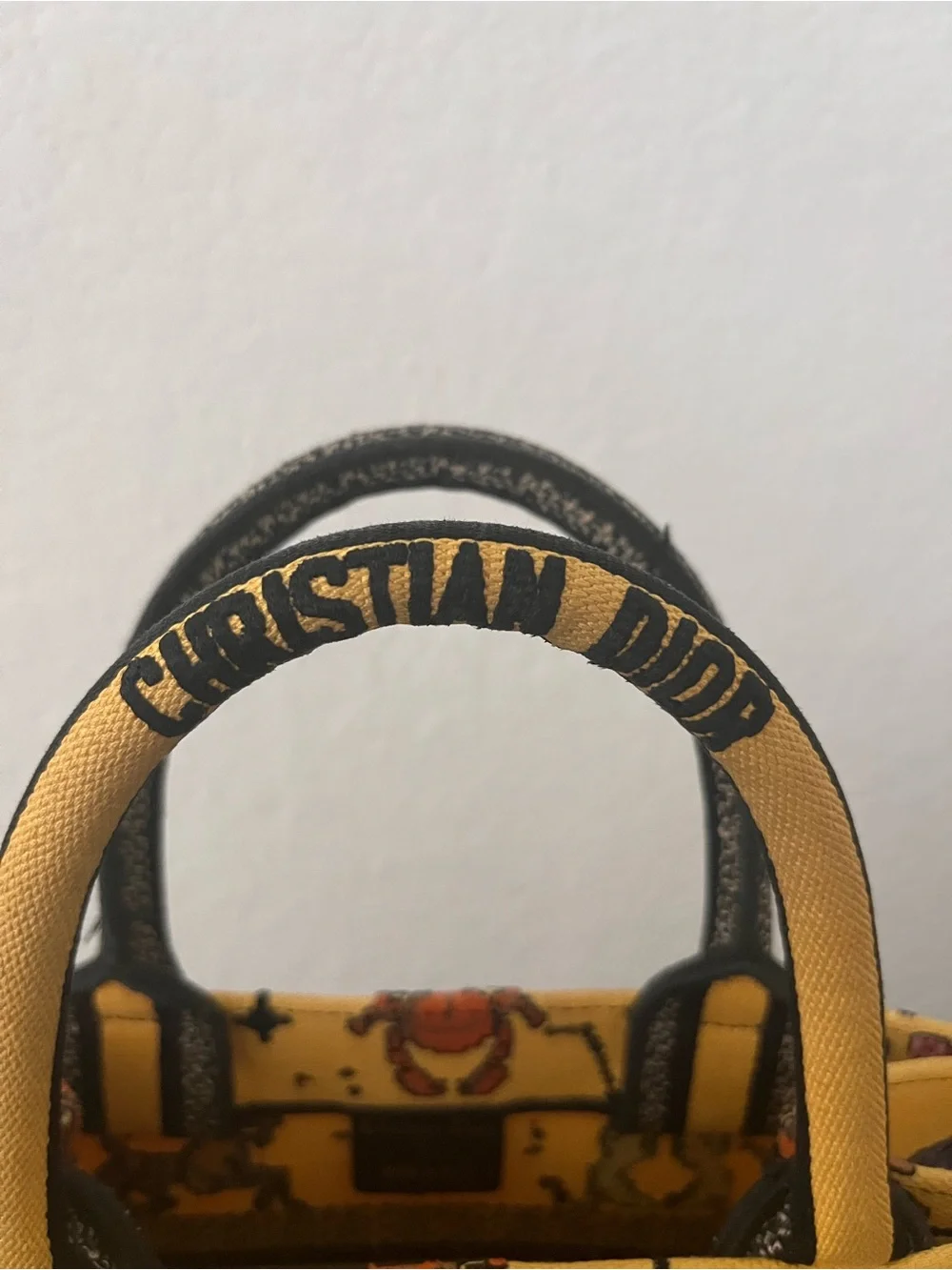 Dior Yellow Zodiac Canvas Book Tote Small